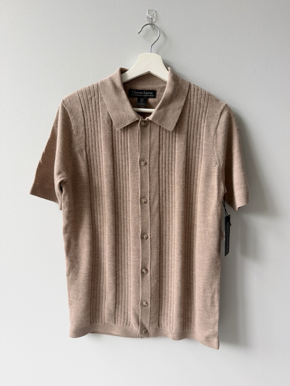 Christian Lacroix Knit Polo Shirt 100% Merino Wool Size S NWT